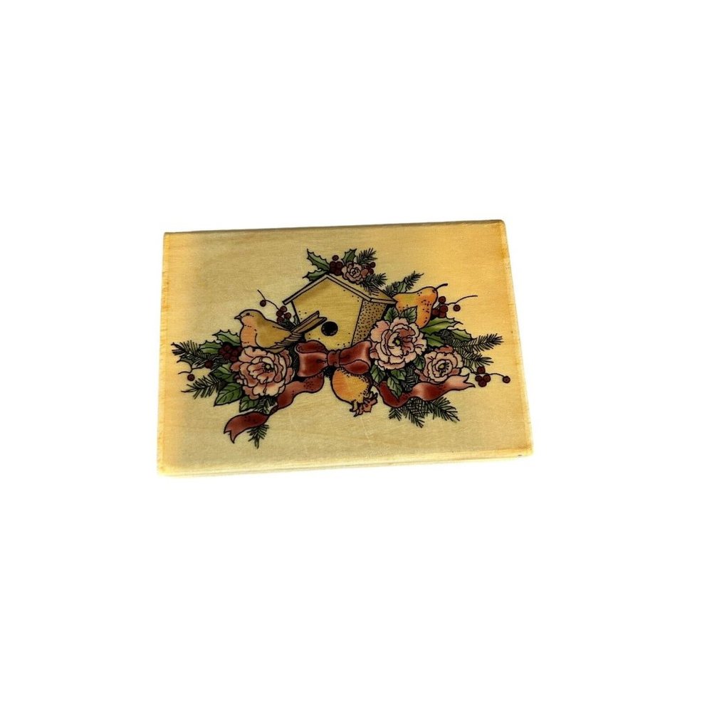 Uptown Design‎ Holiday Birdhouse Swag Christmas Wood Rubber Stamp L3952 Crafts